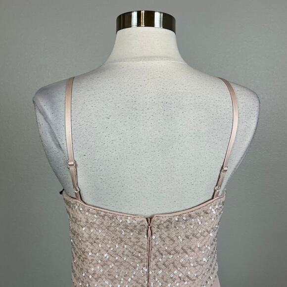 Vince Camuto Pink Sequined Evening Gown Size 10 Sleeveless V-Neck Formal Dress - Picture 8 of 11